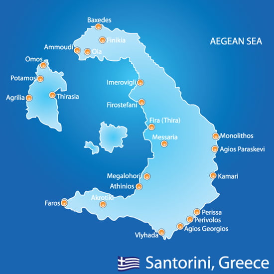 Island of Santorini in Greece map