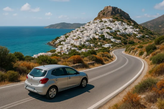 Auto sulla strada di Skyros