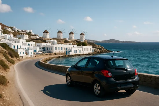 Strade di Mykonos e mulini a vento